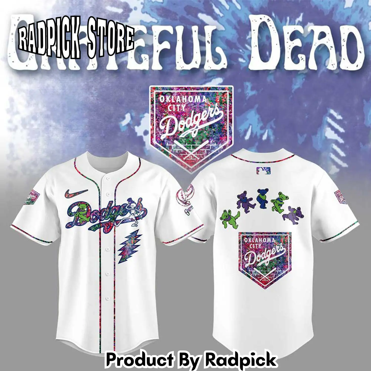 Radpick oklahoma city dodgers grateful dead night baseball jersey rp127221